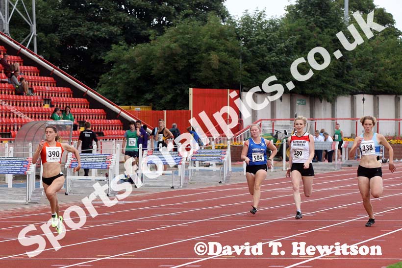 Samantha Coleby (Durham City) winning the 100 metres at the Gateshead Tartan Games Open.